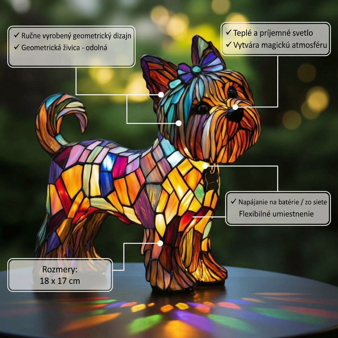 Žiarivý yorkshirský teriér